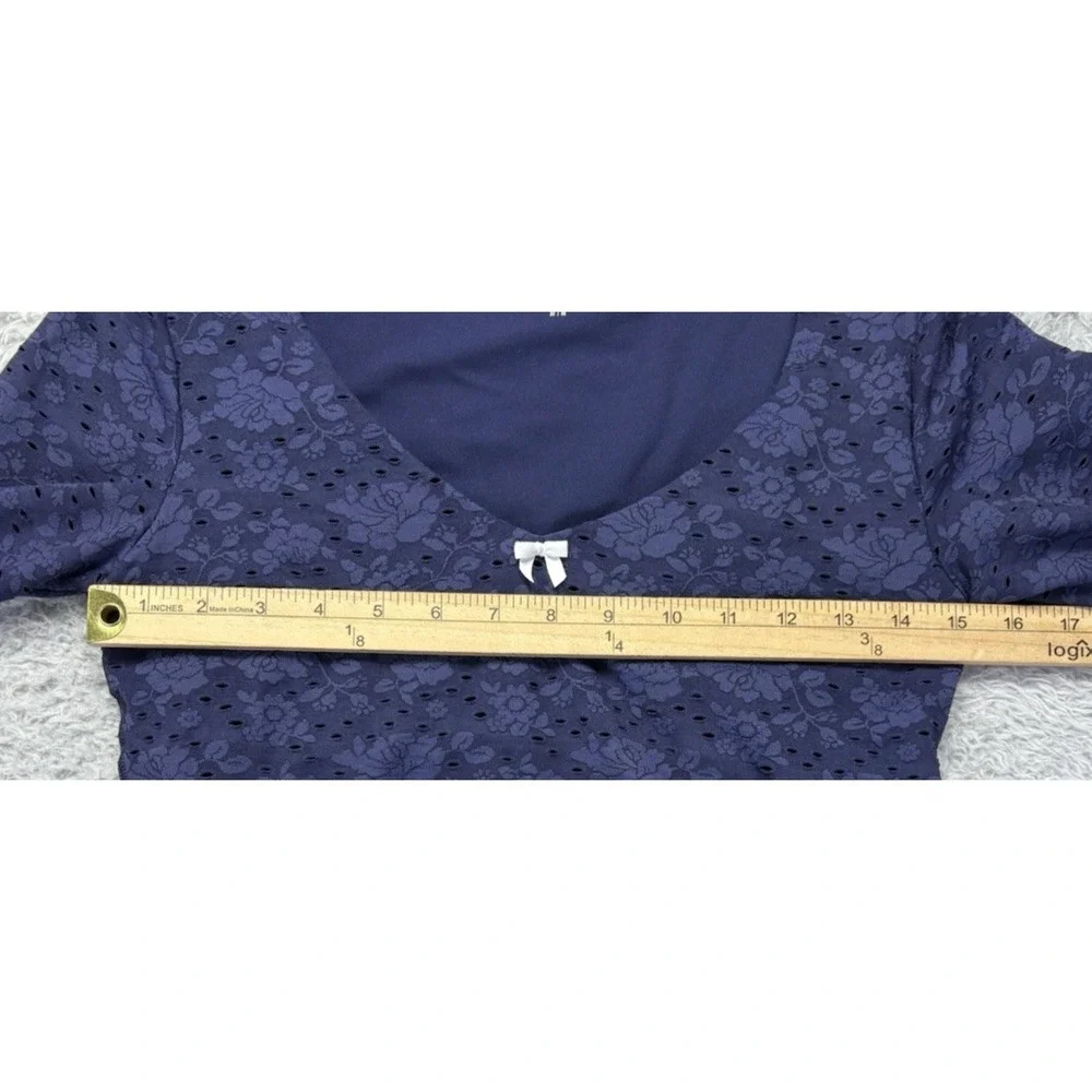 Aerie Womens Real Me Lace Flowy Skort Skirt Crop Top Royal Blue Medium Coquette - Picture 7 of 15